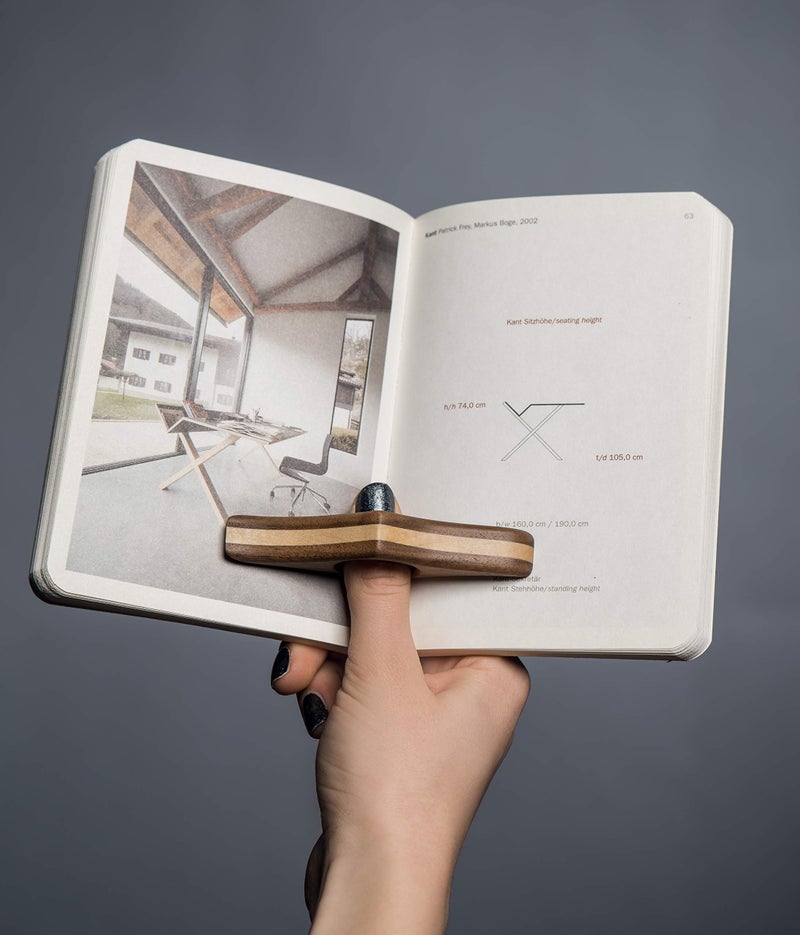 TILISMA Wooden Book Page Holder - Handmade Walnut Thumb Book Accessories - Reading Gadget to Read in Bed - Gifts for Book Lovers, Avid Readers, Bookworms, Librarians - Bookmark (Medium) - Image 2